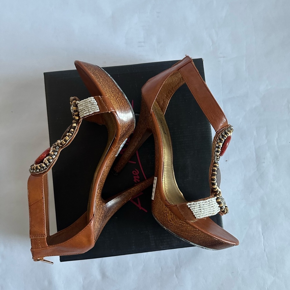 Anne Michelle Brown Embellished Women's Sandals - Picture 4 of 13